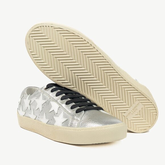 Saint Laurent Court Classic Star Metallic Silver Low-Top Sneakers - Picture 4 of 10